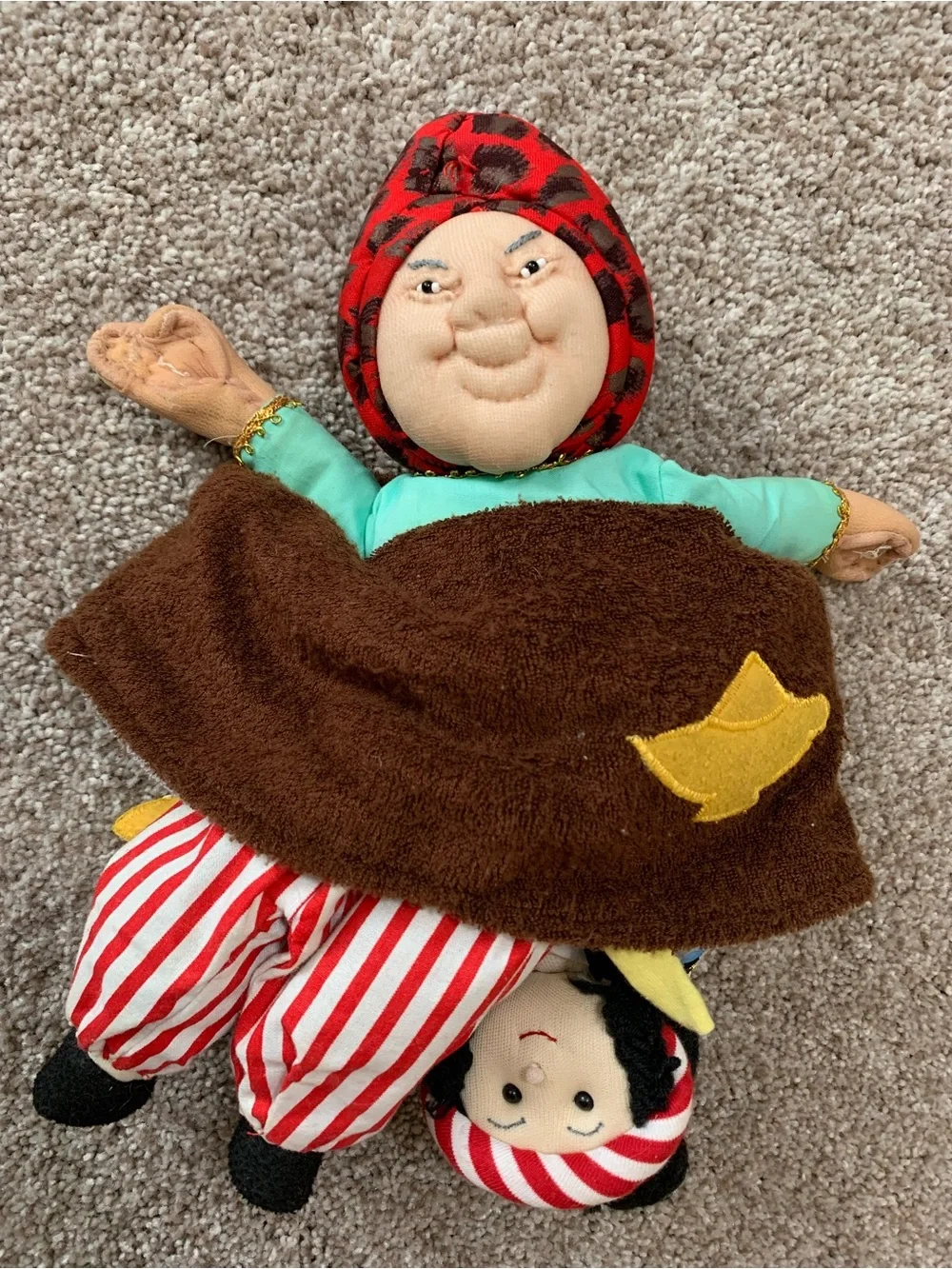 Aladdin Gypsy Topsy Turvy Puppet 3 in 1 Vintage Folk Art Plush Doll Handmade